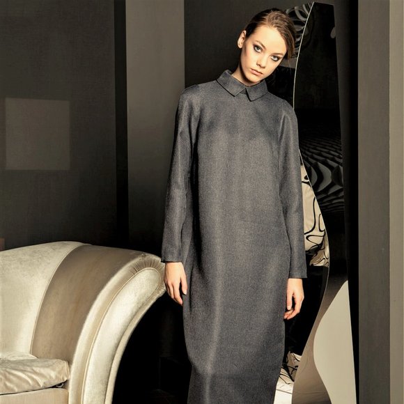 EUROPEAN KAFTAN DRESS WEAR TO WORK LINED COLLARED - Picture 6 of 6